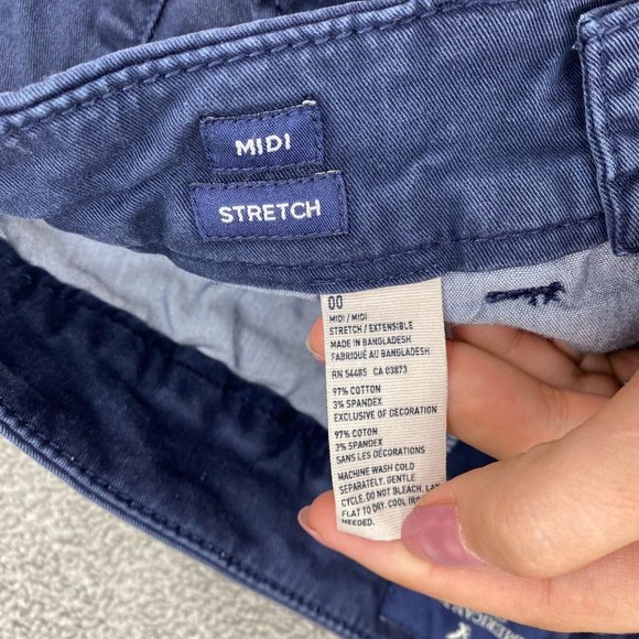 American Eagle Outfitters Midi Twill Short Womens Size 00 Stretch Dark Wash Navy - Picture 4 of 10